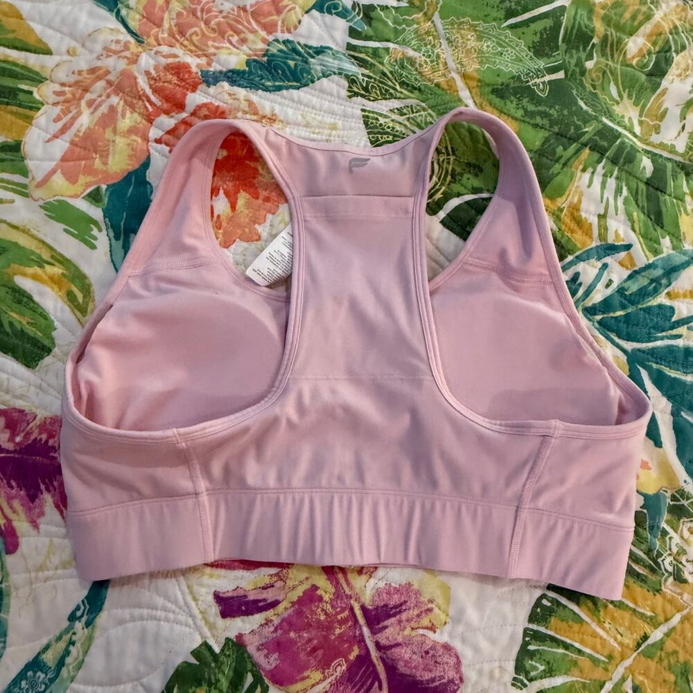 Fabletics On-The-Go Front Zip Medium Impact Sports Bra Sugar Pink Size Large - Picture 5 of 11